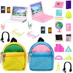 29 Pieces Dollhouse Accessories Mini Laptop Computer Tablet Phone Toy Miniature Glasses Headset Backpack Drink Toys Plastic Doll Accessories (Delicate Style)