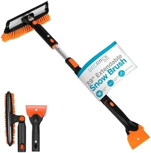 Snow MOOver 39" Extendable Snow Brush with Detachable Ice Scraper | 11" Wide Squeegee & Bristle Head | Lightweight Aluminum Body with Ergonomic Grip | No Scratch Winter Cleaning Tool for Cars & SUVs