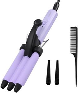 Mini Hair Crimper, janelove 1/2 Inch Beach Waves Curling Iron, Hair Waver for Short & Medium Hair with 3 Ceramic Barrels, Home and Travel Friendly Crimper Hair Tool, Dual Voltage, 392℉ Fast Heating