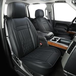 Covertopia Silverado Faux Leather Seat Covers, Fit for 2019-2024 Chevy Silverado GMC Sierra 1500 and 2020-2024 2500HD 3500HD Crew Cab (Full Set, Black)