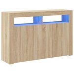 vidaXL Sideboard with LED Lights Indoor Furniture Home Organiser Storage Space Cabinet Cupboard Buffer Server LED Sideboard Unit Sonoma Oak