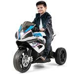 Maxmass 12V Kids Electric Motorcycle, Licensed BMW Battery Powered Ride on Motorbike with Headlight, Music, Horn, Exhaust Pipe, 3 Wheel Children Motor Bike for 3 Years Old+ Boys Girls (White)