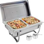 Sterno Foldable Frame Stainless Steel Chafing Dish Buffet Set, 8 Quart, Silver