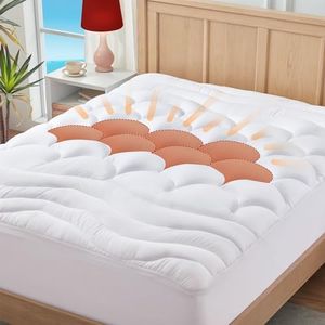 ELVEN HOME (Extra Long) XL Twin Mattress Topper for College Dorm Extra Thick Fluffy Mattress Pad Twin XL Premium Down Alternative Quilted Fitted Breathable Mattress Cover Deep Pocket 8-21", White