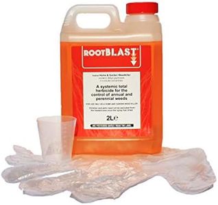 Rootblast Home & Garden Glyphosate Weedkiller | Commercial Strength Weed Killer | Treats up to 3332 sq.m | 2 x 1 Litre Bottle + Complimentary Measuring Cup & Gloves, White
