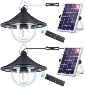 ropelux Solar Shed Indoor Outdoor Lights with 3000LM 5 Modes (Daytime Available) 3 Color Temperatures, Waterproof Solar Powered Motion Sensor Pendant Light with Remote for Barn Gazebo, 2 Pack