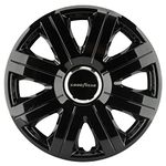 Goodyear Wheel Cover, Set of 4 - 13" Black Flexible Plastic Hubcaps with Gloss Finish