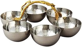 Elegance Golden Vine 6 Bowl Server, 8.75", Silver/Gold