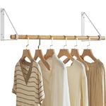 IBUYKE Wall Wardrobe Coat Rack,Wood Wall Mounted Clothes Rail,Hallway Furniture in Industrial Style, Modern Wardrobe Rail，Coat Rack for Entrance, Wall, Door, Bathroom, Bedroom,White TYJ005W