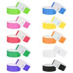 L LIKED 100 Pcs 2.5x25.6 cm Wrist Bands, 10 Colors Paper Wristbands for Events, Waterproof Tamper-Proof Event Bracelets for Concerts, Parties, Festivals