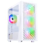 CiT Terra Micro-ATX PC Gaming Case M/ATX with Tempered Glass Side Panel with 3 Front ARGB Infinity Fans & 1 Rear ARGB Infinity Fan Included | White