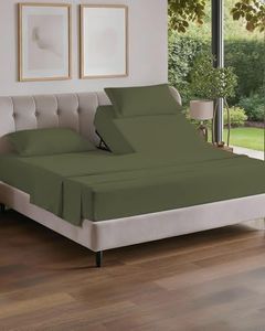 Split Head King Sheet Set – 4 Piece Flex Split Top King Sheets for Adjustable Beds - Fits 14” to 16" Mattress w/ Deep Pockets - Soft, Breathable & Cooling - Luxury Bedding & Wrinkle Free - Sage Green