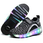 Ufatansy Roller Shoes LED Shoes Light up Wheels Roller Skates Flashing Fashion Sneakers for Unisex (Black, 11.5 M US = CN 28)