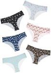 DEANGELMON Women Seamless Underwear Hipster Microfiber Panties No Show Invisible Comfortable Pack, Floral Print - 6 Pack, X-Large