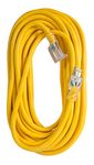 Bergen Industries Extra Heavy-Duty Outdoor Single Receptacle Extension Cord, 50', 12 AWG, 15A/125V AC, Yellow