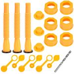 HOXHA Gas Can Spout Replacement, Gas Can Nozzle, Bendable Nozzle Kit with Screw Collar Caps, Vent Caps, Spout Cover, 3 Kit Yellow