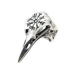 GAUEIOUR Crow Skull Rings,Vintage Viking Jewelry, Punk Crow Skull Ring for Men Women, Animal Amulet Copper Jewelry, Unisex, Vintage Jewelry Gift (Silver Model)