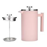 Outlery French Press - Stainless Steel Coffee Maker - Portable Press Coffee - Barista-Quality for Camping and Home Brewing - Durable and Convenient Design - Ideal for Hot and Flavorful Coffee (Pink)