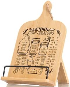 Indirewash Kitchen Conversion Chart Cookbook Stand, Recipe Holder for Kitchen Counter, Cookbook Holder Stand, Kitchen Book Holder, Unique Gifts for Women, Natural Wood Color