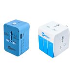 SKADIOO Type C (USB C) and USB A Universal Travel Adapter and multiplug Combo | Three pin Plug Socket | 3-in-1 Universal Travel Adapter Multi-Plug with Individual Switch Socket (Pack of 2)