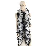 100 Gram 2 Yard Long Chandelle Feather Boa Over 10 Colors, Great for Party, Wedding, Costume (White w/Black)