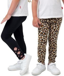 EASWEET 2-Pack Bamboo Viscose Cut-Out Leggings for Toddler Girls,Leopard,3T