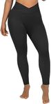 SUUKSESS Women Crossover Seamless Leggings Butt Lifting High Waisted Workout Yoga Pants (Black, M)