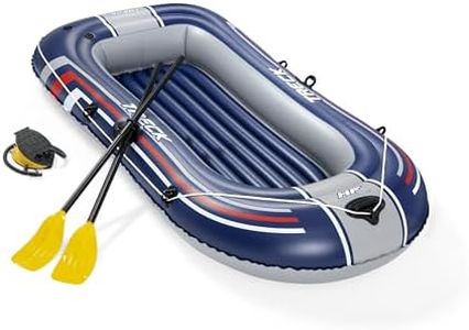 Bestway Hydro-Force Treck | One Man Inflatable Boat Raft, Rubber Dinghy with Heavy Duty Handles for 1 Person, with 1 boat, 1 pair of oars, 1 foot pump and a repair patch, Blue