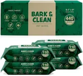 440 Dog Wipes for Cleaning and Deodorizing - 4 Pack of 110 8.5" x 9" Bamboo Pet Wipes - Compostable, Hypoallergenic Puppy Wipes - Dog Wipes for Paws, Butt, and Body