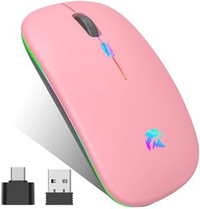 Mouse Wireless Ricaricabile, Mouse Bluetooth, Mouse 2,4 GHz con Mini Ricevitore USB, 1600 DPI Mouse Senza Fili, Mouse Silenzioso, Mauser Wireless Compatibile con Apple, Mac, PC, Laptop, Windows
