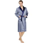 Bella Babe by SK Men Full Sleeve Robe satin robe for men (Large, Ice blue)