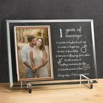 Unique Prints Design 1 Year Paper Anniversary for Her or Him Gifts, 1st Wedding Anniversary Picture Frame for Couple, First Anniversary Marriage Presents for Wife or Husband