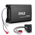 4 Channel Waterproof Rated Marine Amplifier, 600 WATT Max Pro Audio Powersports Amp System Kit, Wireless BT Streaming Marine Grade Component Audio, AUX/RCA Input, BT Control Unit