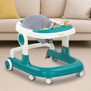 Baybee 2 in 1 Baby Walker for Kids with Adjustable Height & Wheel Lock | Activity Push Walker for Baby with Musical Toy Bar & Stopper | Kids Walker Baby 6-18 Months Boy Girl (Green)