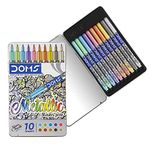 Doms Matallic Fine Point Marker Pens 10 Shades (Pack Of 1), Multicolour