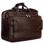 Leather World Laptop Office Vegan Leather Briefcase 15.6 Inch Messenger Bag Satchel for Men and Women- Brown