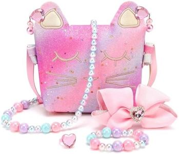 Mibasies Purse for Little Girls Dress Up Jewelry Pretend Play Kids Accessories Gifts Presents (Pink Purple)