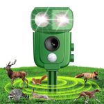 Ultrasonic Cat Repellent, Flashing Light and USB Charge for Cats, Dogs, Squirrel, Rat, Foxes, Snake, Deer, Wild Animals, New Ultrasonic Fox Repellent, Solar Powered & Waterproof Animal Deterrent
