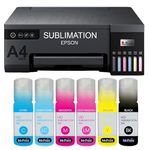 MY PRINT | Sublimation Printer Machine | Printer L8050 with 6 Color Sublimation Ink, Including 200 Sublimation Paper | Heat Tape 5 Pcs | 3 Pcs T-Shirt