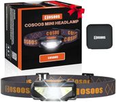 COSOOS Mini LED Headlamp Flashlight with Carrying Case, 1.6oz Lightweight Small Head Lamp Waterproof Running Headlamp, Bright Headlight for Adults, Kids, Camping, Reading (NO AA Battery)