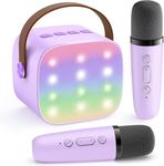 YLL Mini Karaoke Machine with 2 Wireless Microphones, TOP Kids Gifts for Girls Ages 3, 4, 5, 6, 7, 8, 9,10,11,12 +Year Old, 4-12 Years Old Birthday Toy Gift for Girls Boys Party (Purple)