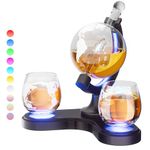 Gifts for Men Dad, Kollea 30.4 Oz Whiskey Globe Decanter Set with 7 Color RGB Light, Anniversary Birthday Chirstmas Gift Idea for Men Dad Husband, Cool Stuff for Him, Customized Bar Gift for Liquor