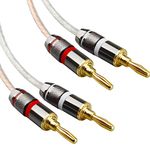 LoongGate Banana Tips Hifi Speaker Wire, Heavy Duty Oxygen-Free Bare Copper Banana to Banana Plugs Speaker Cable (1m/3feet)