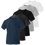 Iron Mountain Mens Crew Neck Organic Cotton Recycled Polyester Eco Friendly Assorted Workwear T-Shirts (5 Pack), Large