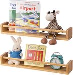 Gieanoo Floating Shelves, Set of 2 Solid Natural Wood Floating Nursery Bookshelves 40cm Wall Mounted Floating Bookshelves Shelves for Wall Organizer for Kids Room, Nursery, Bedroom, Living Room