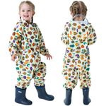 Kids Raincoats Girls Boys Puddle Suit Hooded All In One Waterproof Rainsuit Children Lightweight Prints Muddy Suit Reusable Rain Jacket Rainwear 3-5 Years