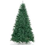 Goplus 7.5ft Artificial Douglas Christmas Tree, Unlit Hinged Xmas Full Tree with 2254 Branch Tips, Foldable Metal Base, Easy Assembly, Indoor Holiday Party Office Home Store Decor