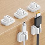 5Pack Cable Spring Holder Clips, Cord Organizer for Desk - Lamicall Adjustable Cord Clip, Wire Holder Organizer, Phone USB Charger Cable Holder, White