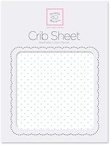 SwaddleDesigns Cotton Flannel Fitted Crib Sheet, Polka Dots, Pastel Blue
