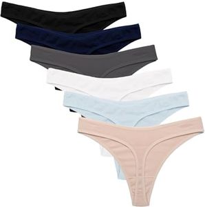 Ekouaer Seamless Thongs for Women No Show Thong Underwear Women Comfortable Multiple Pack (Small)